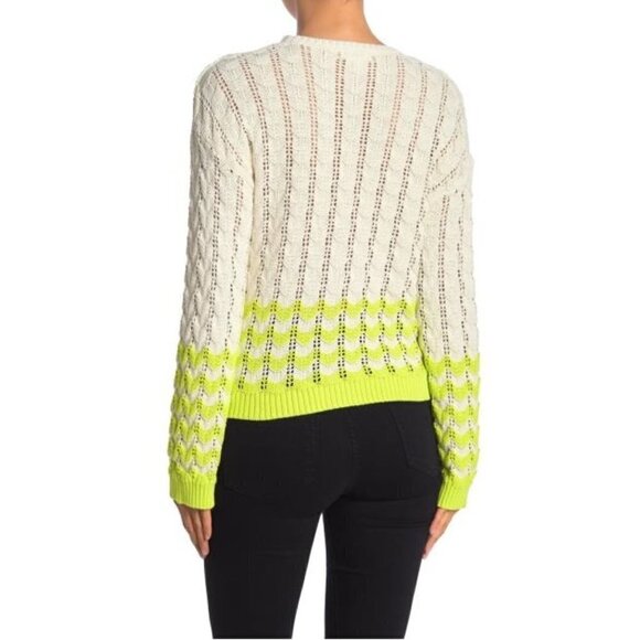 Abound Crew-Neck Pointelle Sweater Ivory/Green XXS - Picture 2 of 8